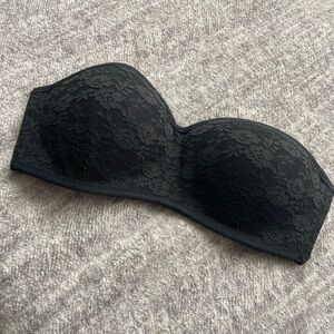 Victoria’s Secret pink bandeau top in black lace